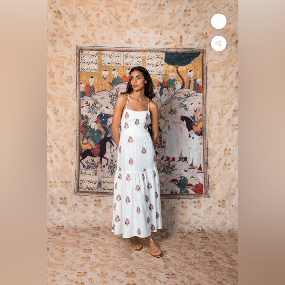 RoseWater House  SARV MAXI DRESS - OFF WHITE & RED